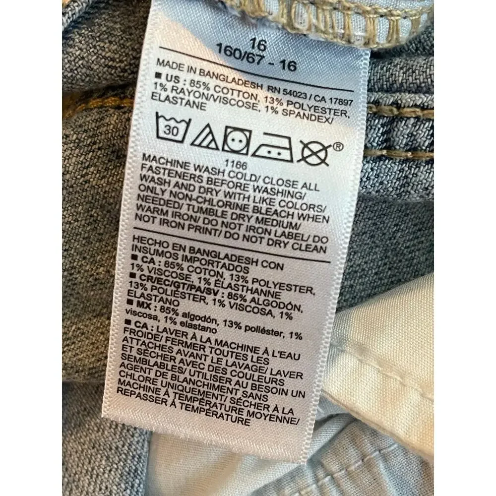 Girls Old Navy Light Wash Butterfly Jeans Sz 16